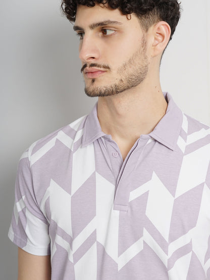 Purple Printed Cotton Polo