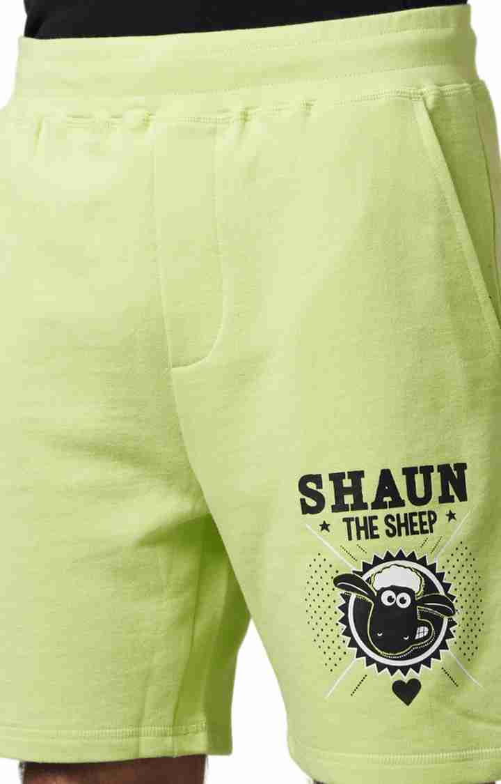 Shaun The Sheep - Green Printed Cotton Shorts