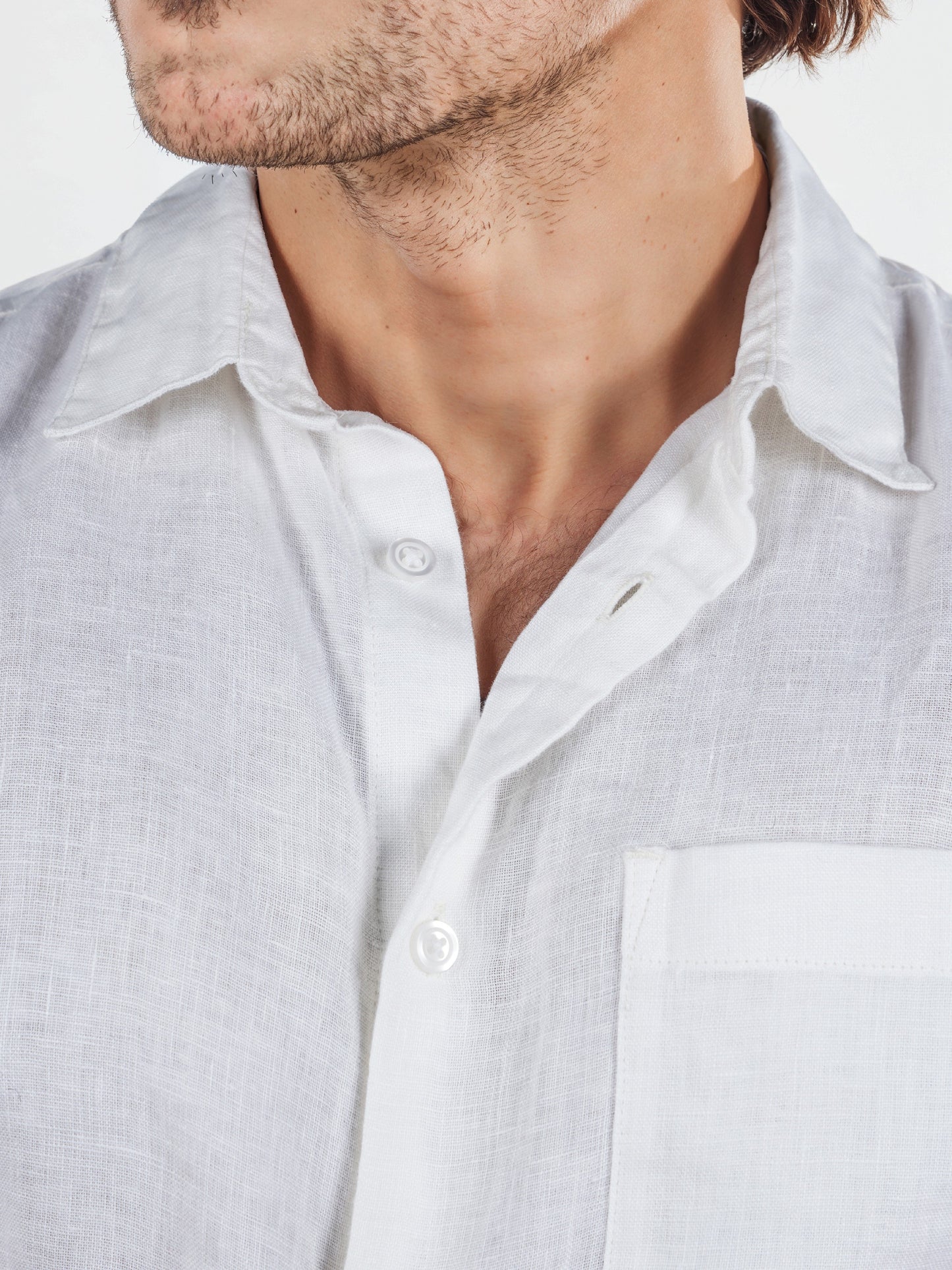 Celio* Solid Regular Fit White Men Linen Shirt