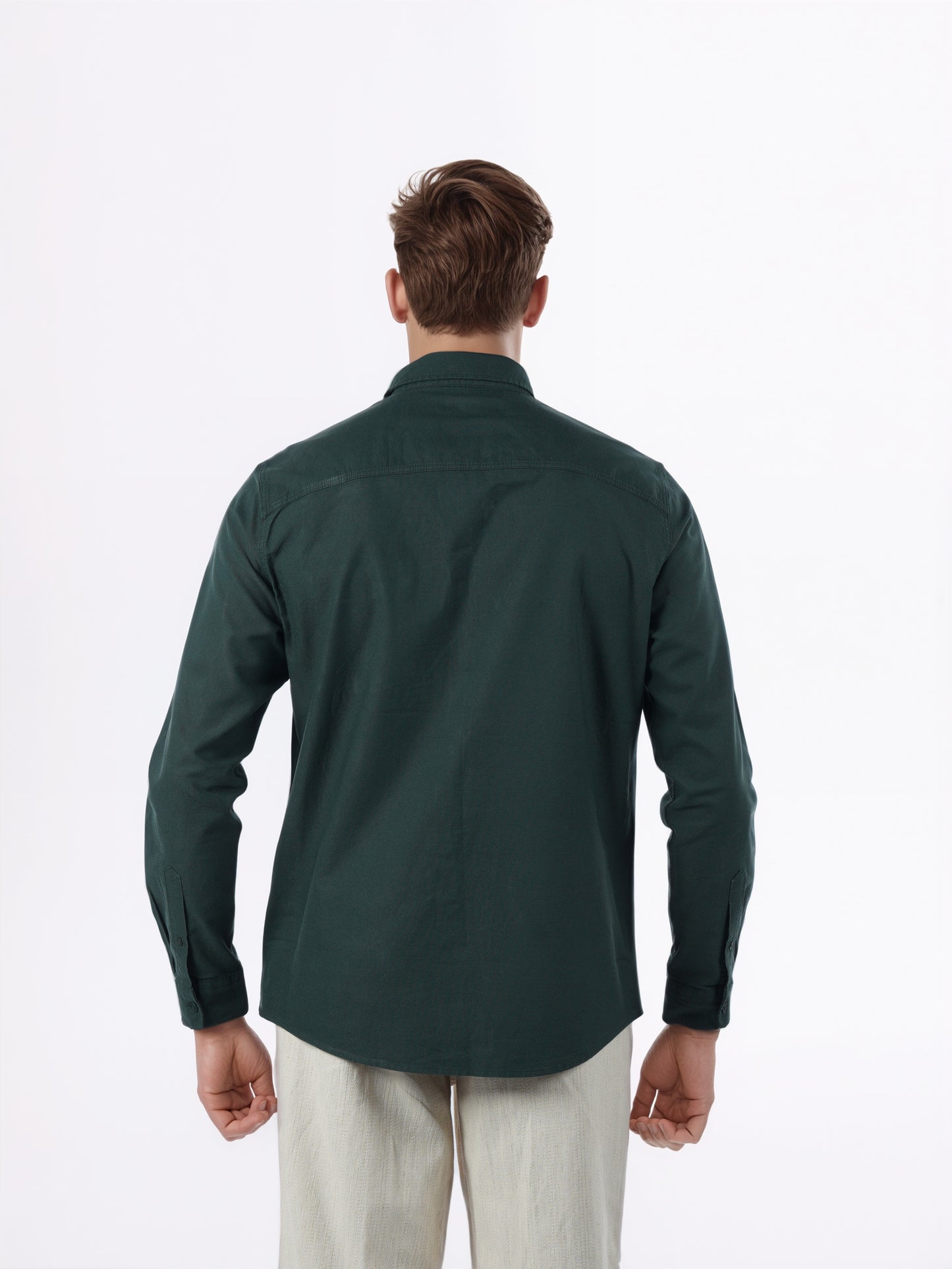 Celio* Men Olive Solid Regular Fit Cotton Shirts