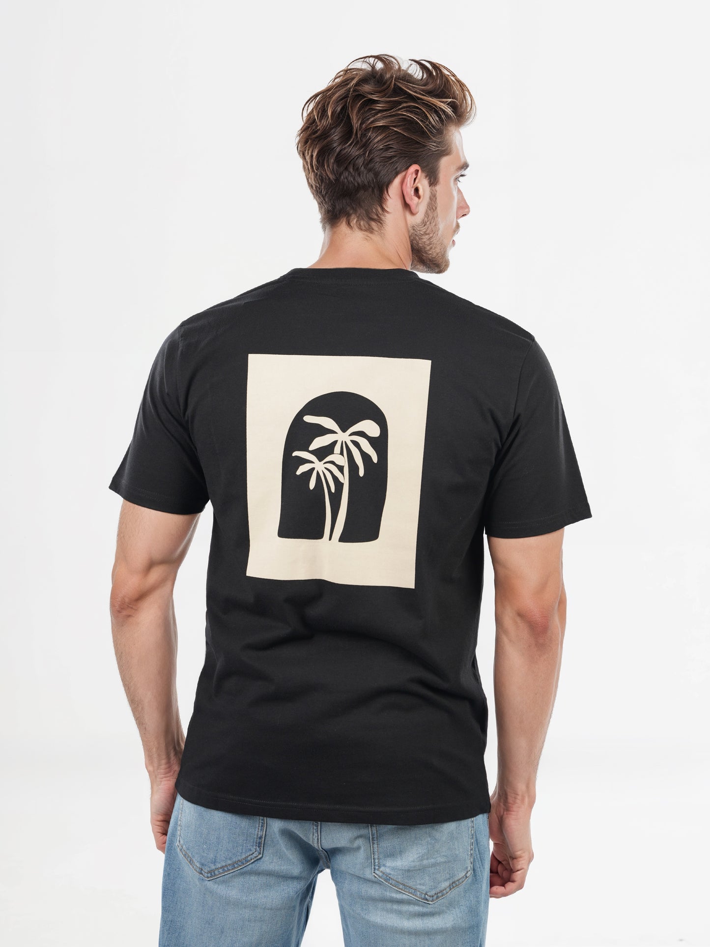 Celio* Embroidered Boxy Fit Cotton Black T-Shirts