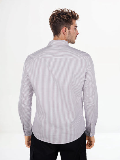 Celio* Striped Regular Fit Cotton Purple Shirt