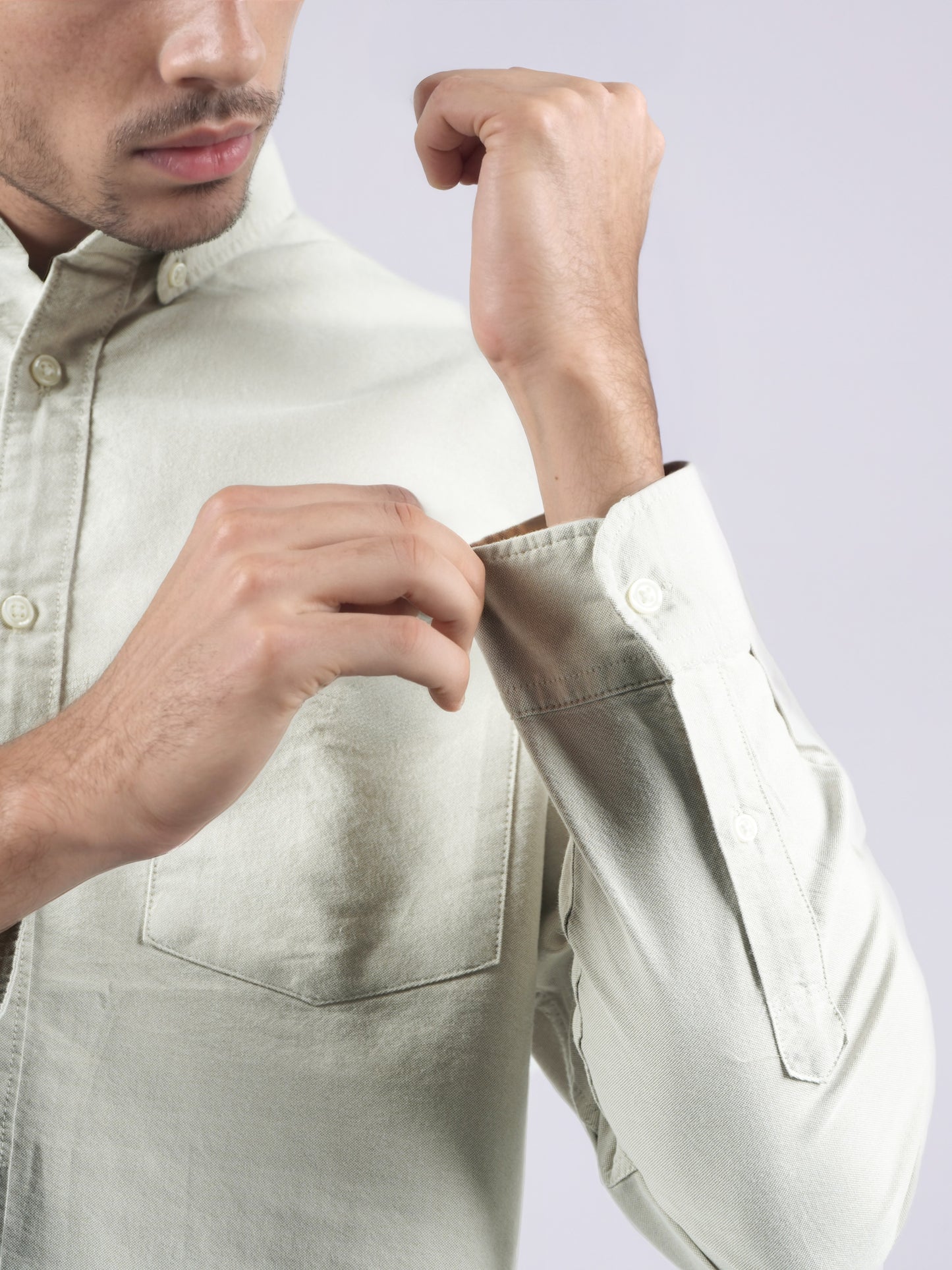 Celio* Men Cream Solid Regular Fit Cotton Shirts