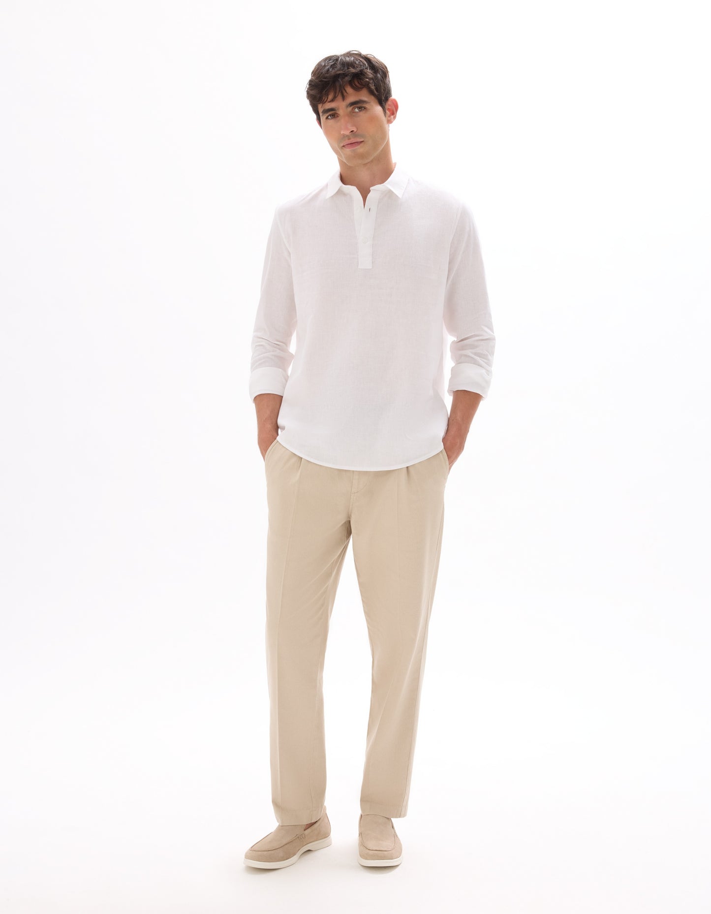 Celio* Men White Solid Regular Fit Cotton Shirt