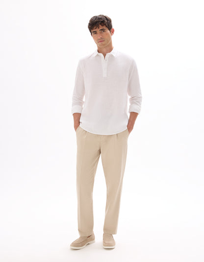 Celio* Men White Solid Regular Fit Cotton Shirt