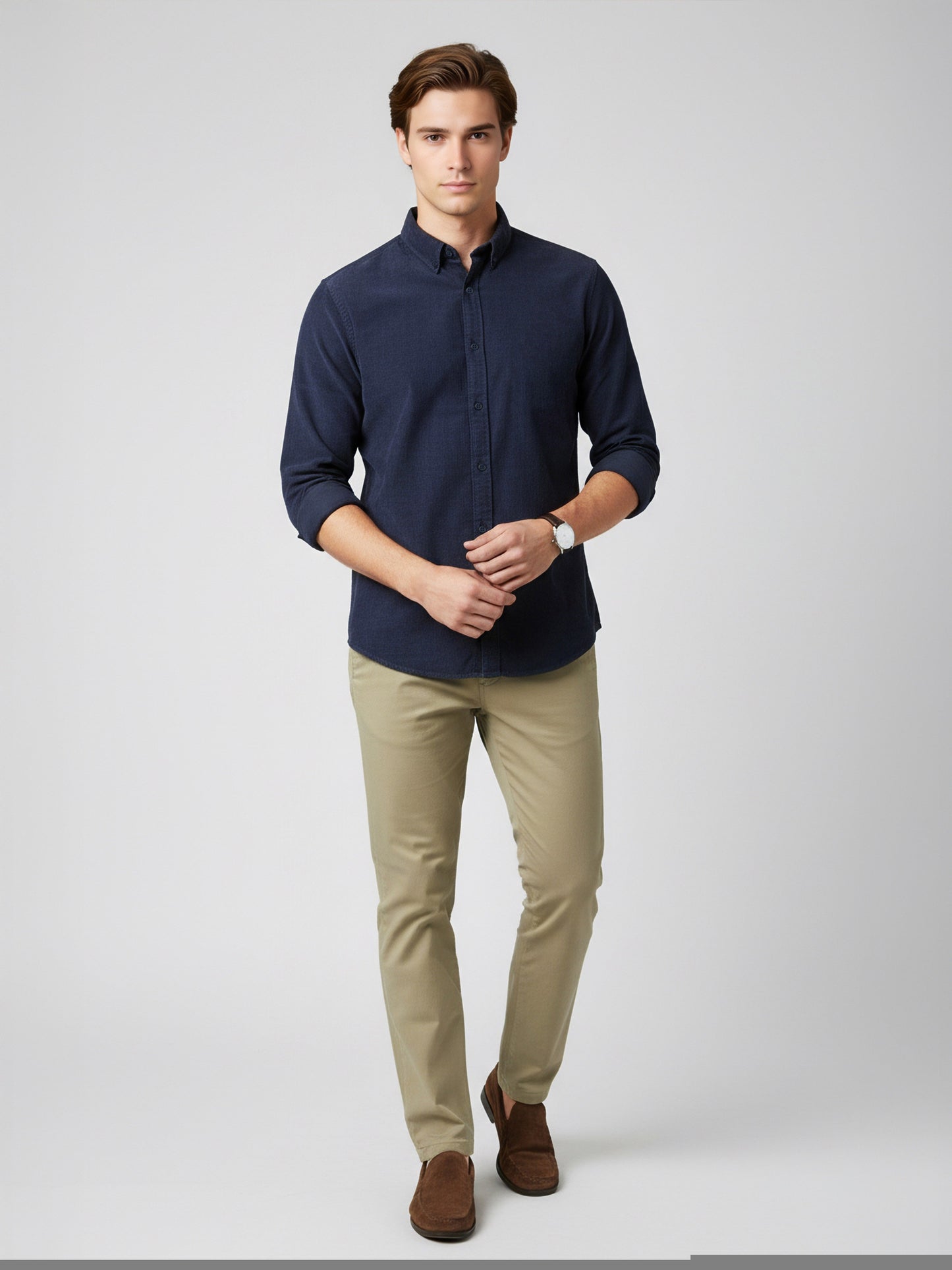 Celio* Men Blue Solid Regular Fit Cotton Shirts