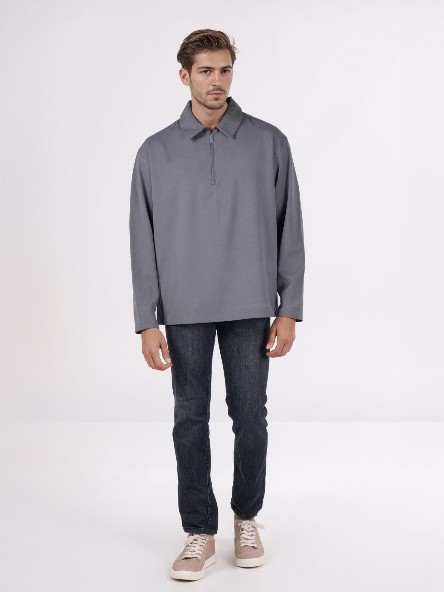 Celio* Men Grey Solid Regular Fit Polyester Shirts