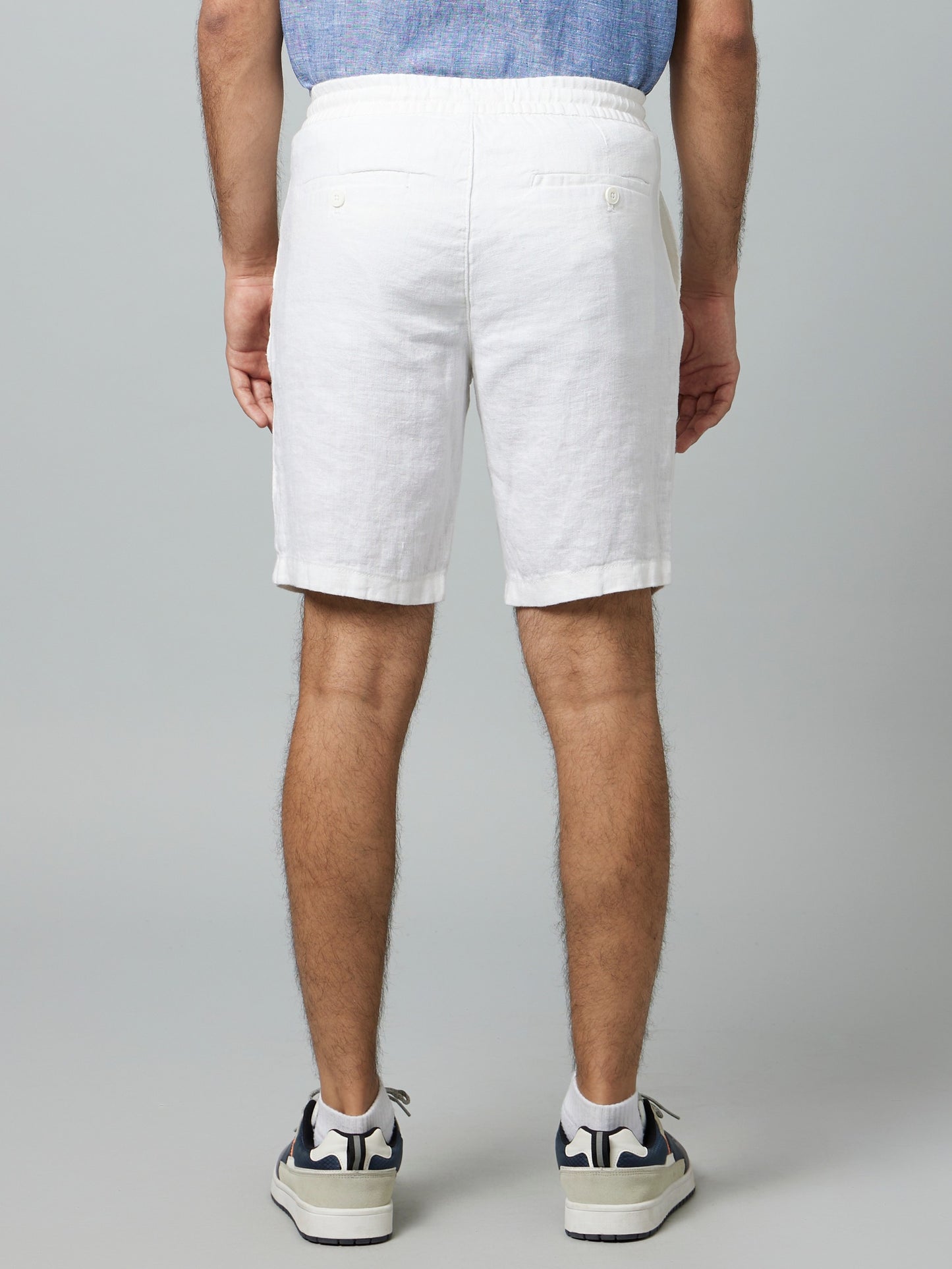 Celio* Linen Regular Fit White Shorts