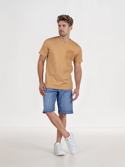 Celio* Cotton-Blend Regular Fit Blue Bermuda