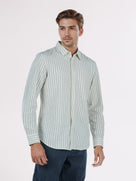 Celio* Regular Fit Striped Men Cotton White Shirts