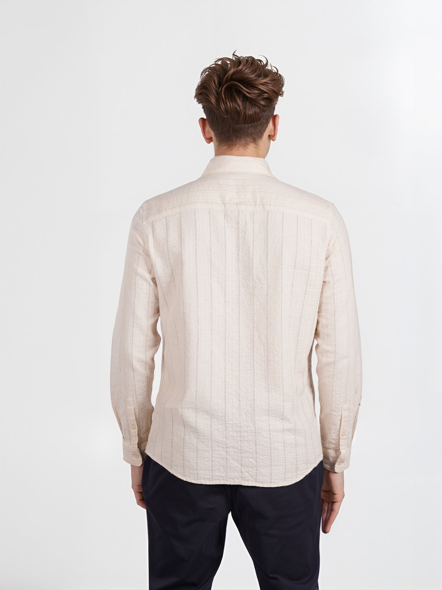 Celio* Striped Cotton Beige Regular Fit Men Shirt