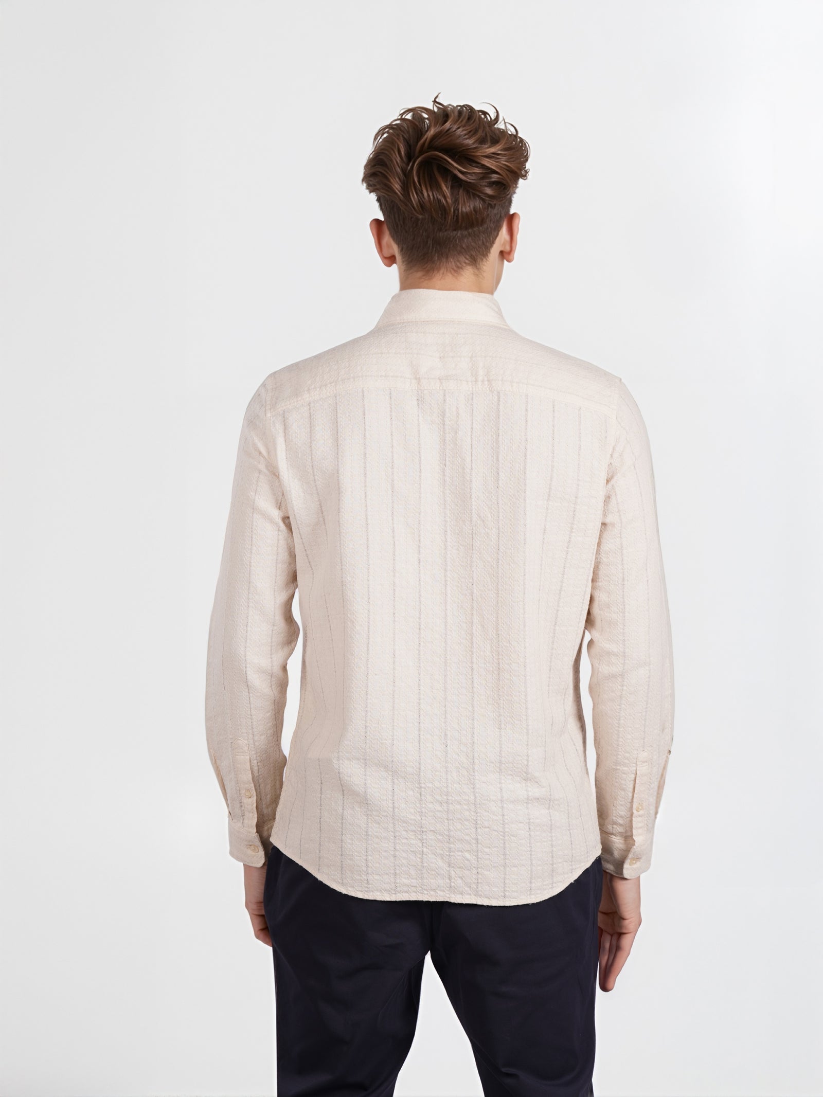 Celio* Striped Cotton Beige Regular Fit Men Shirt