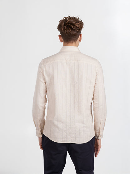 Celio* Striped Cotton Beige Regular Fit Men Shirt