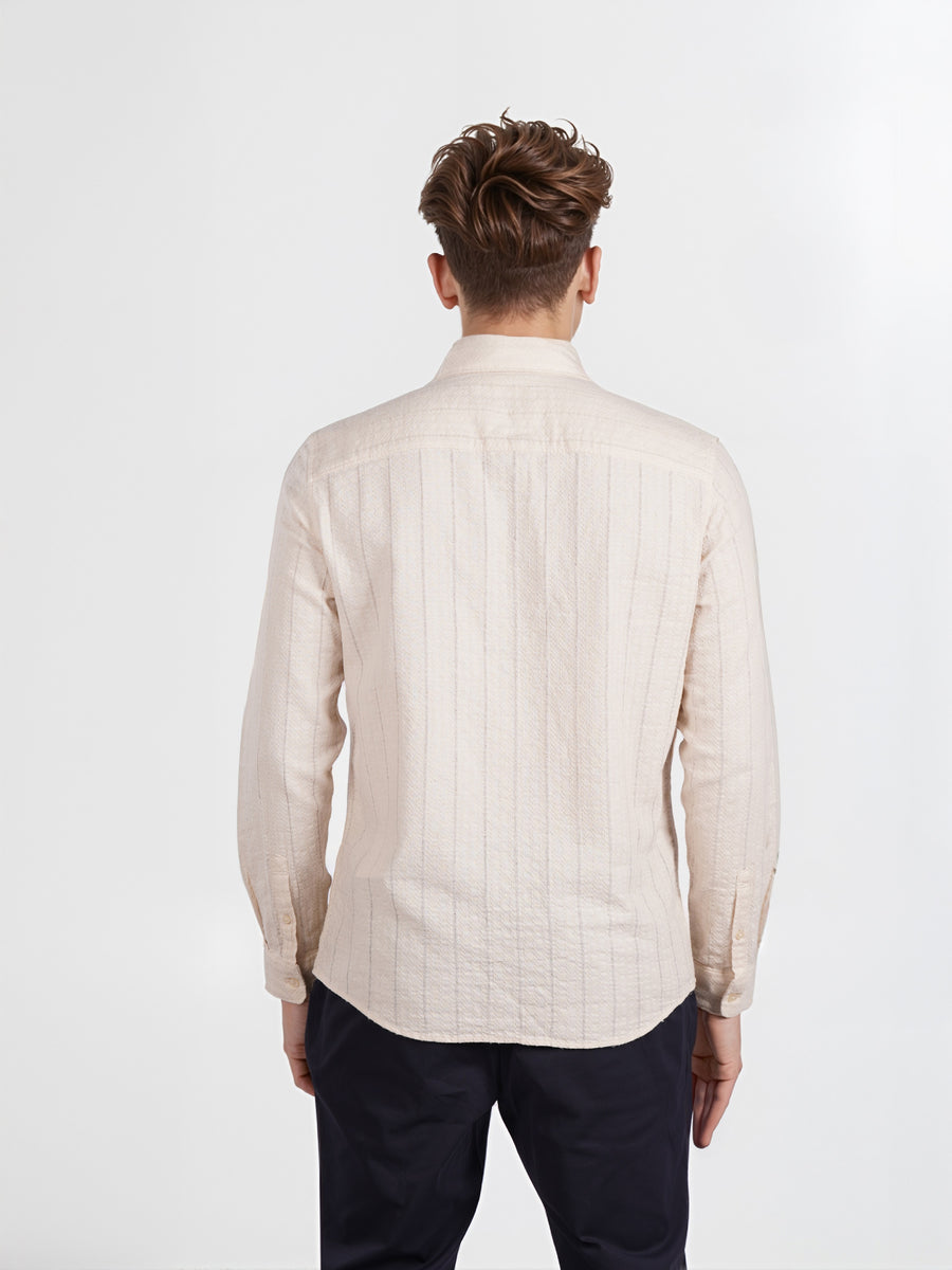 Celio* Striped Cotton Beige Regular Fit Men Shirt