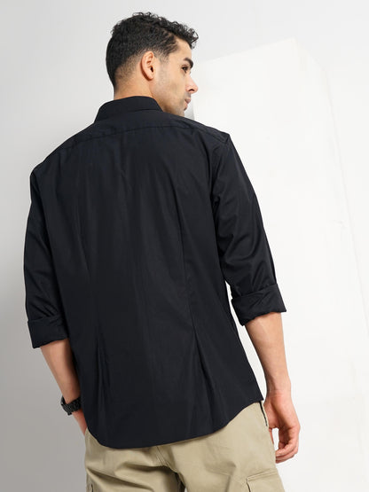 Black Solid Cotton Shirt