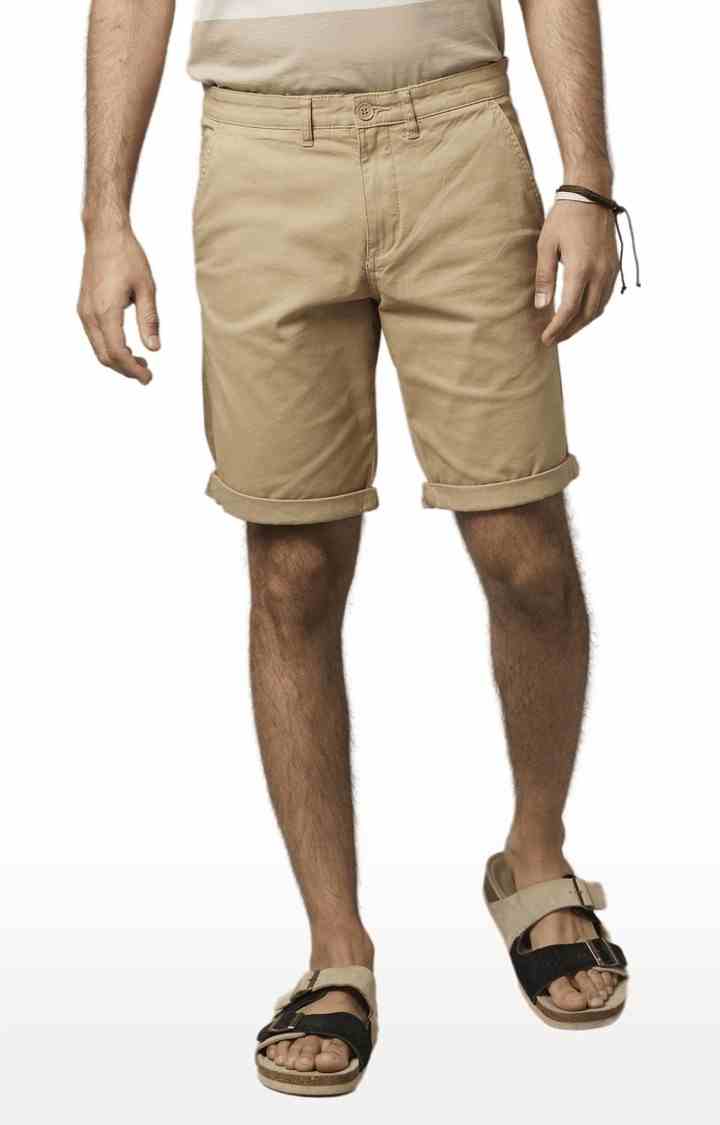 Beige Regular Fit Shorts