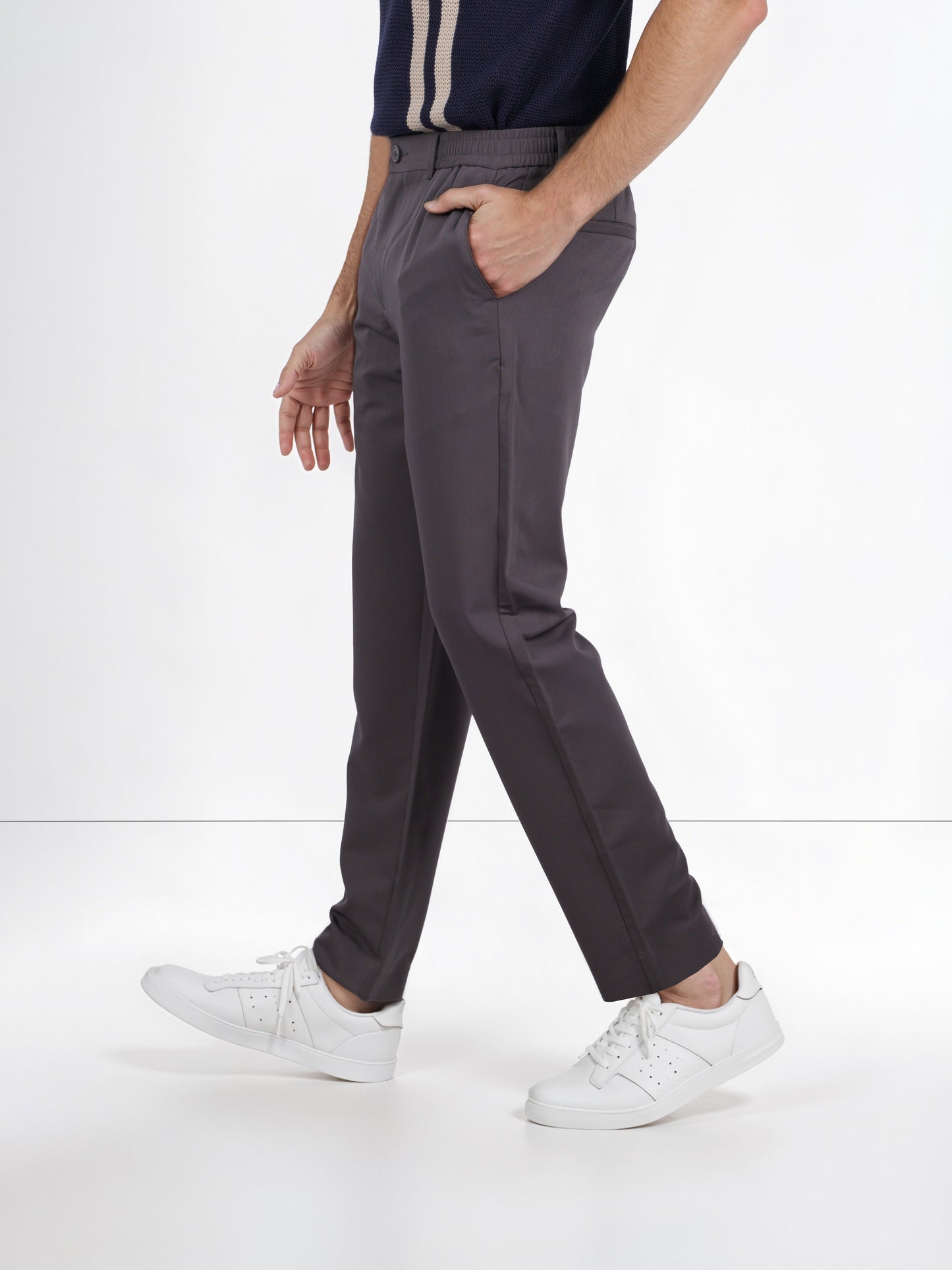 Celio* Rayon-Blend Regular Fit Grey Trousers