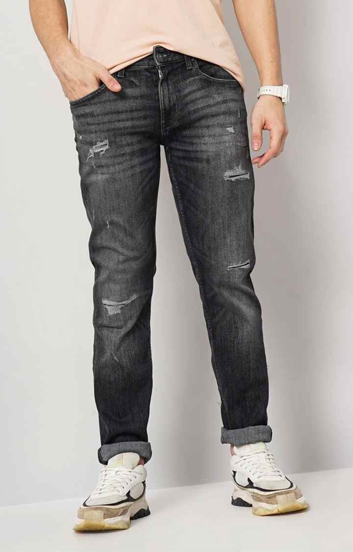 Grey Straight Slim Fit Jeans