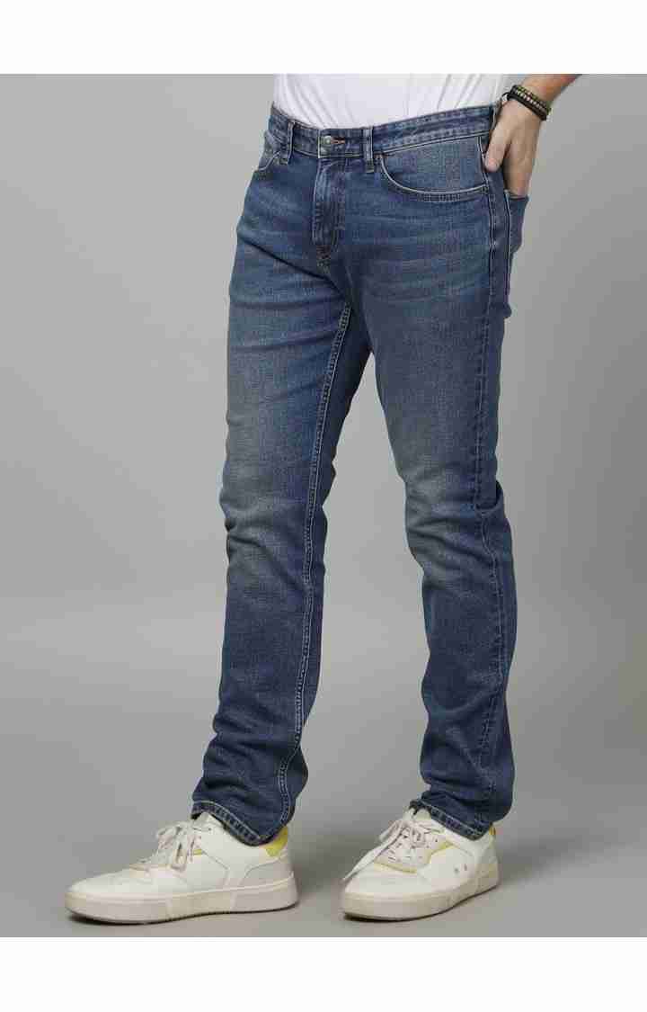 Navy Blue Straight Slim Fit Jeans