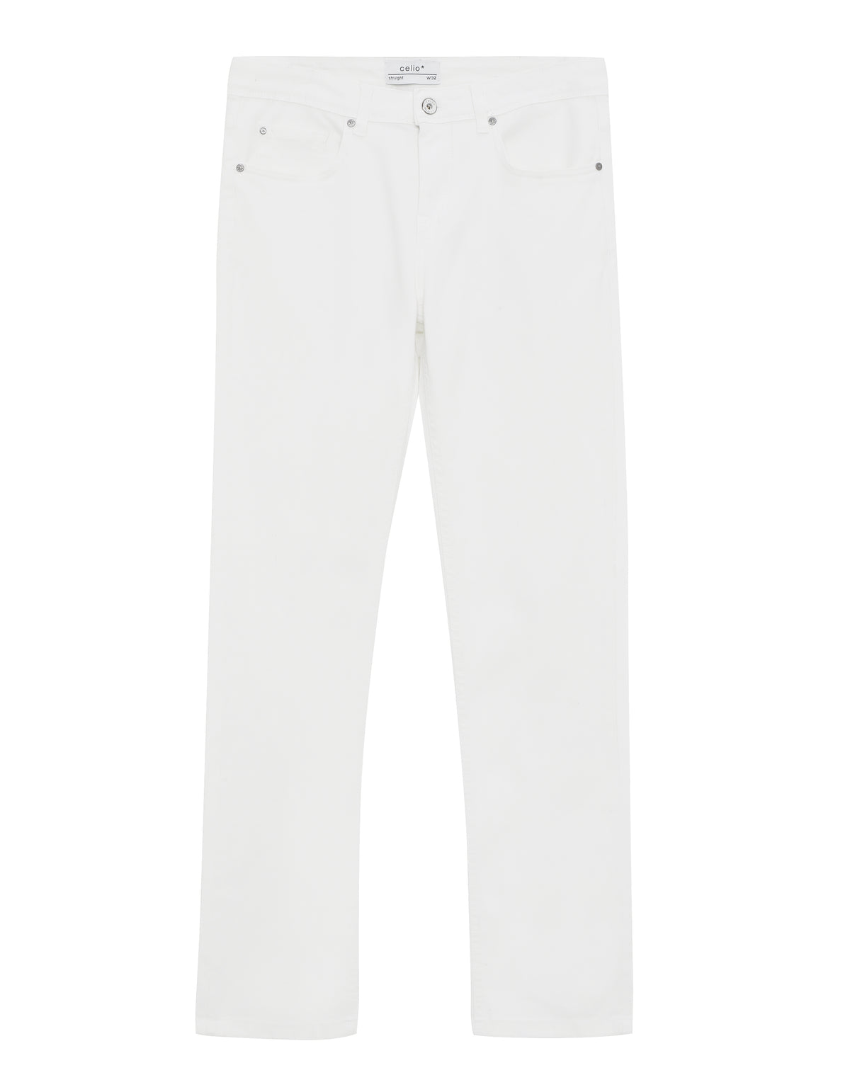 Straight Fit 100% Cotton Solid Jeans - White
