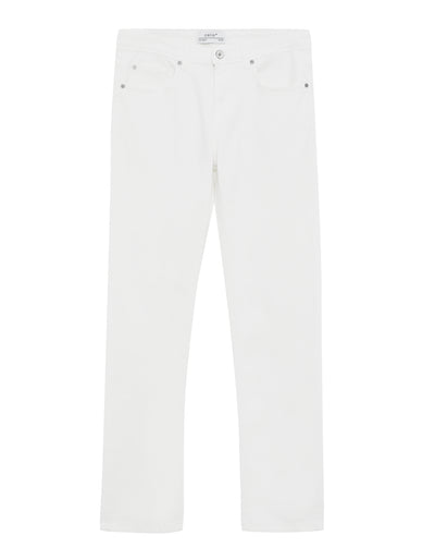 Straight Fit 100% Cotton Solid Jeans - White