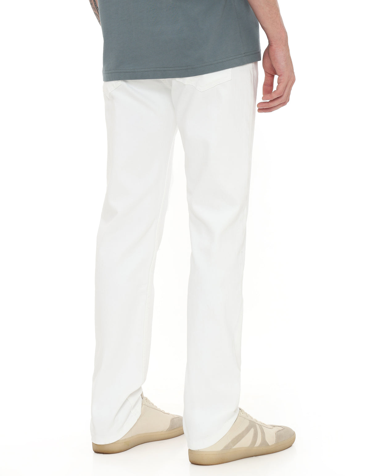 Straight Fit 100% Cotton Solid Jeans - White