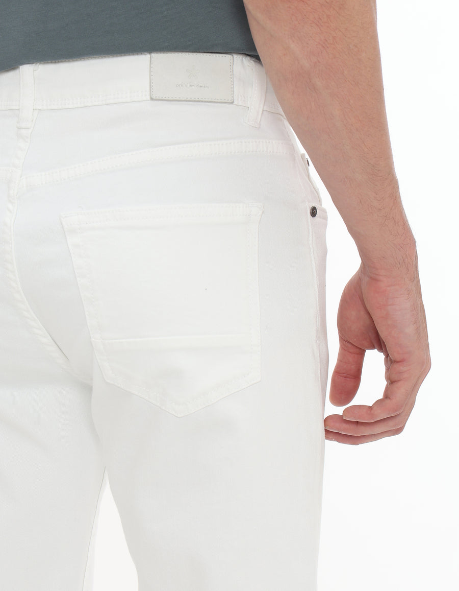 Straight Fit 100% Cotton Solid Jeans - White