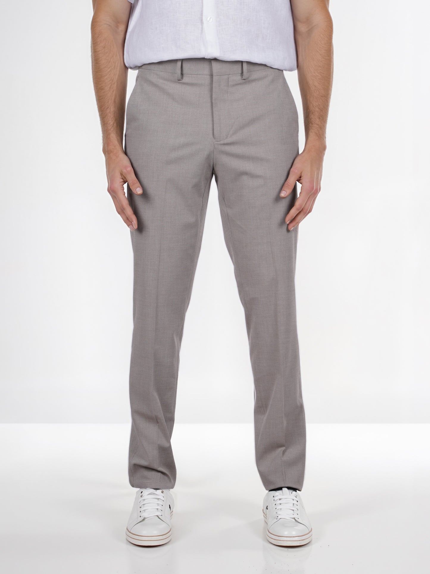 Celio* Poly-Blend Regular Fit Beige Trousers