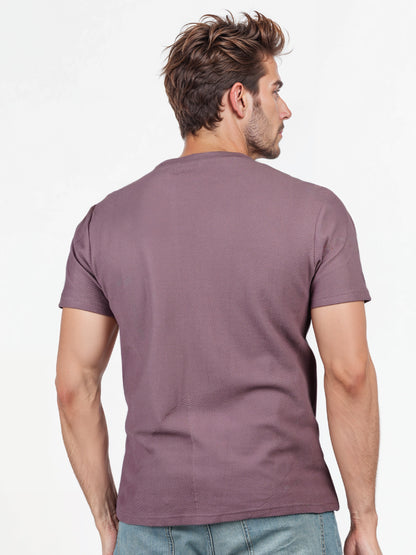 Celio* Solid Regular Fit Cotton Purple T-Shirts
