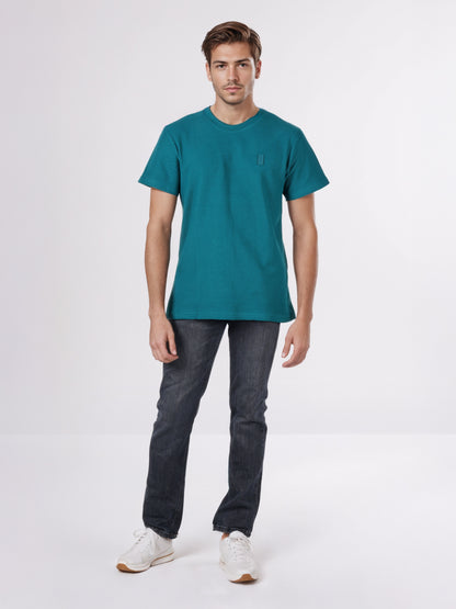 Celio* Men Green Solid Regular Fit Cotton T-Shirts