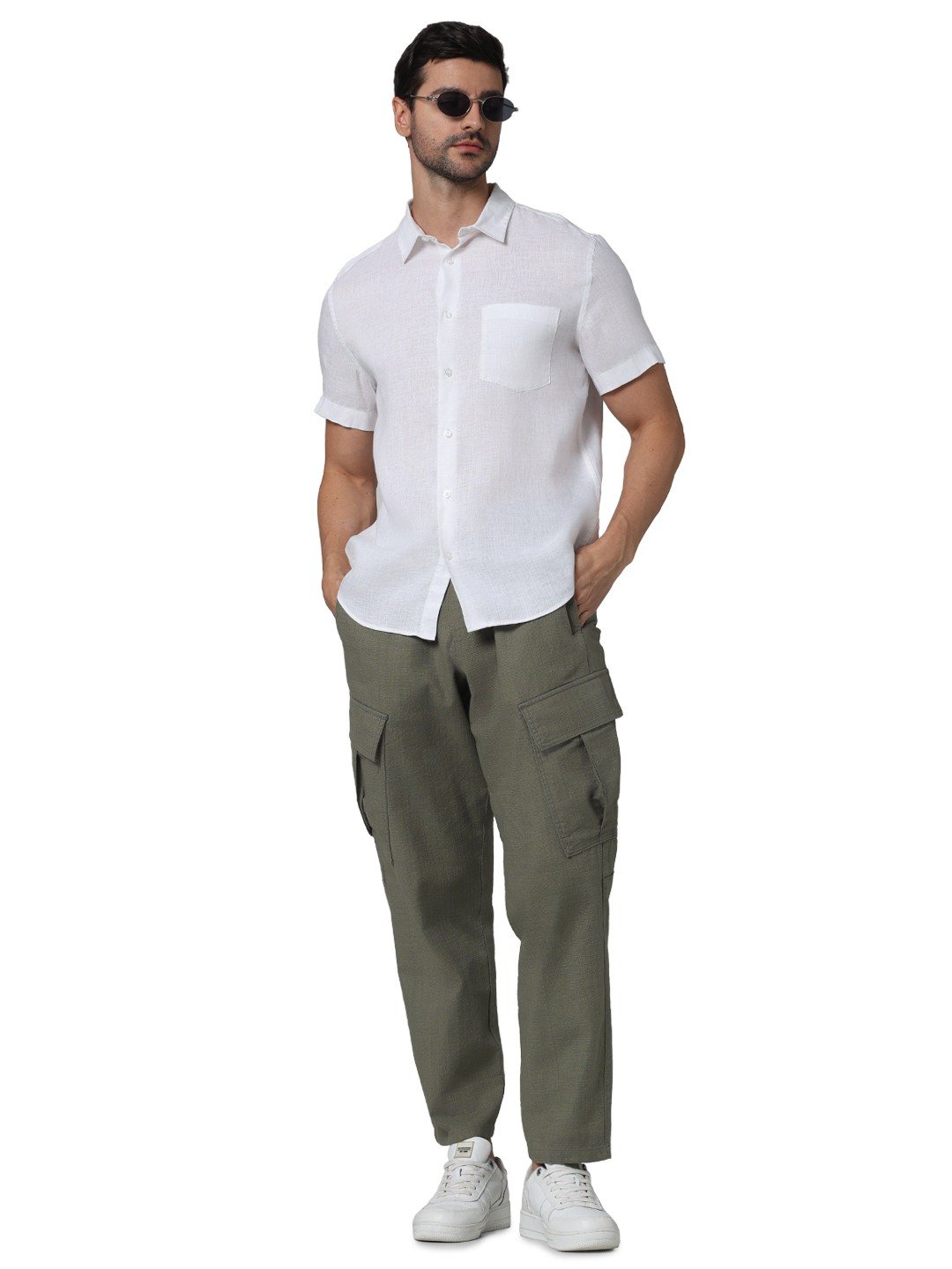 Celio* Men White Solid Regular Fit Linen Shirts