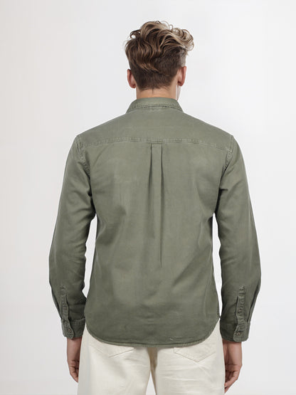 Celio* Men Green Solid Regular Fit Cotton Shirt