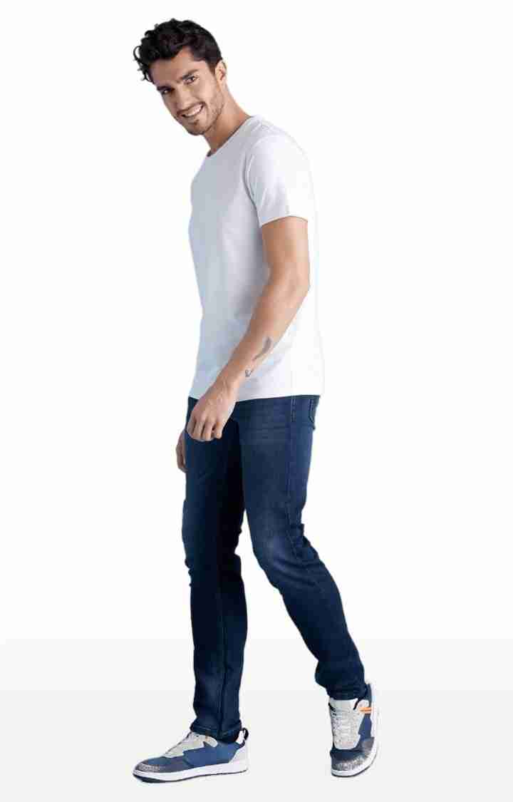 Navy Blue Straight Slim Fit Jeans