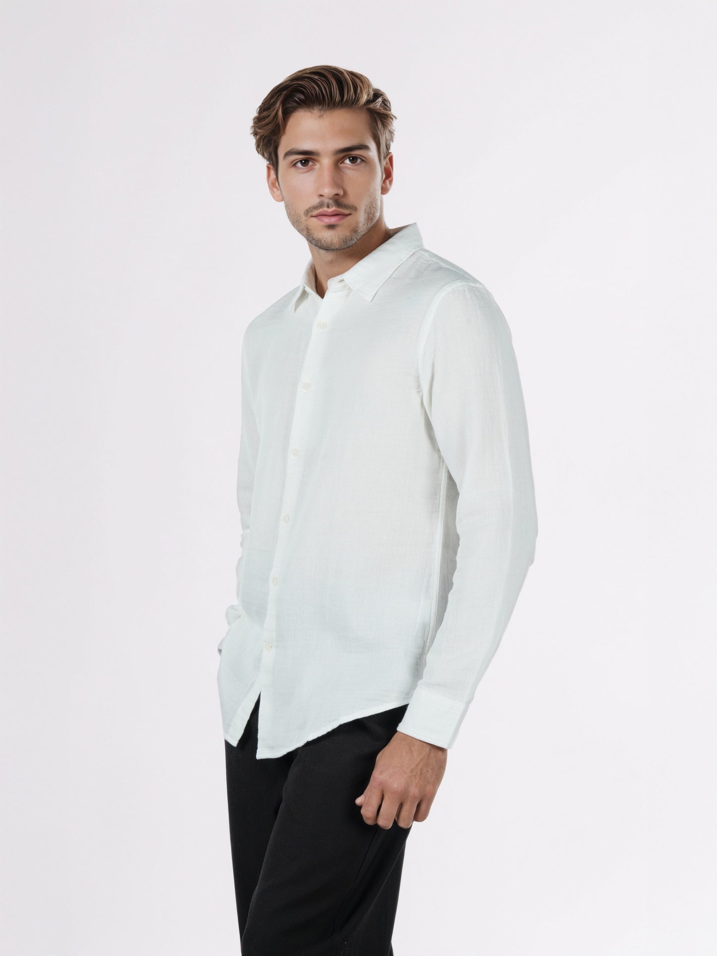 Celio* Men White Solid Regular Fit Cotton Shirts
