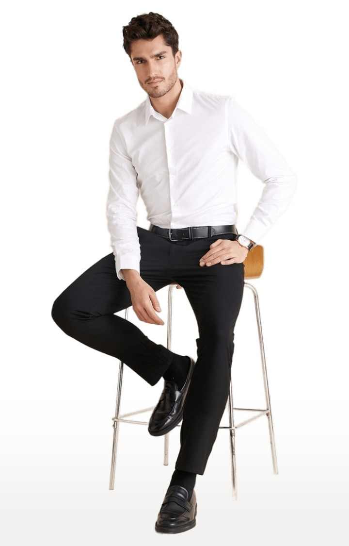 Celio* Solid Regular Fit Cotton White Formal Shirt