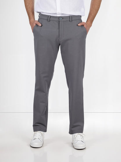 Celio* Cotton-Blend Regular Fit Grey Trousers
