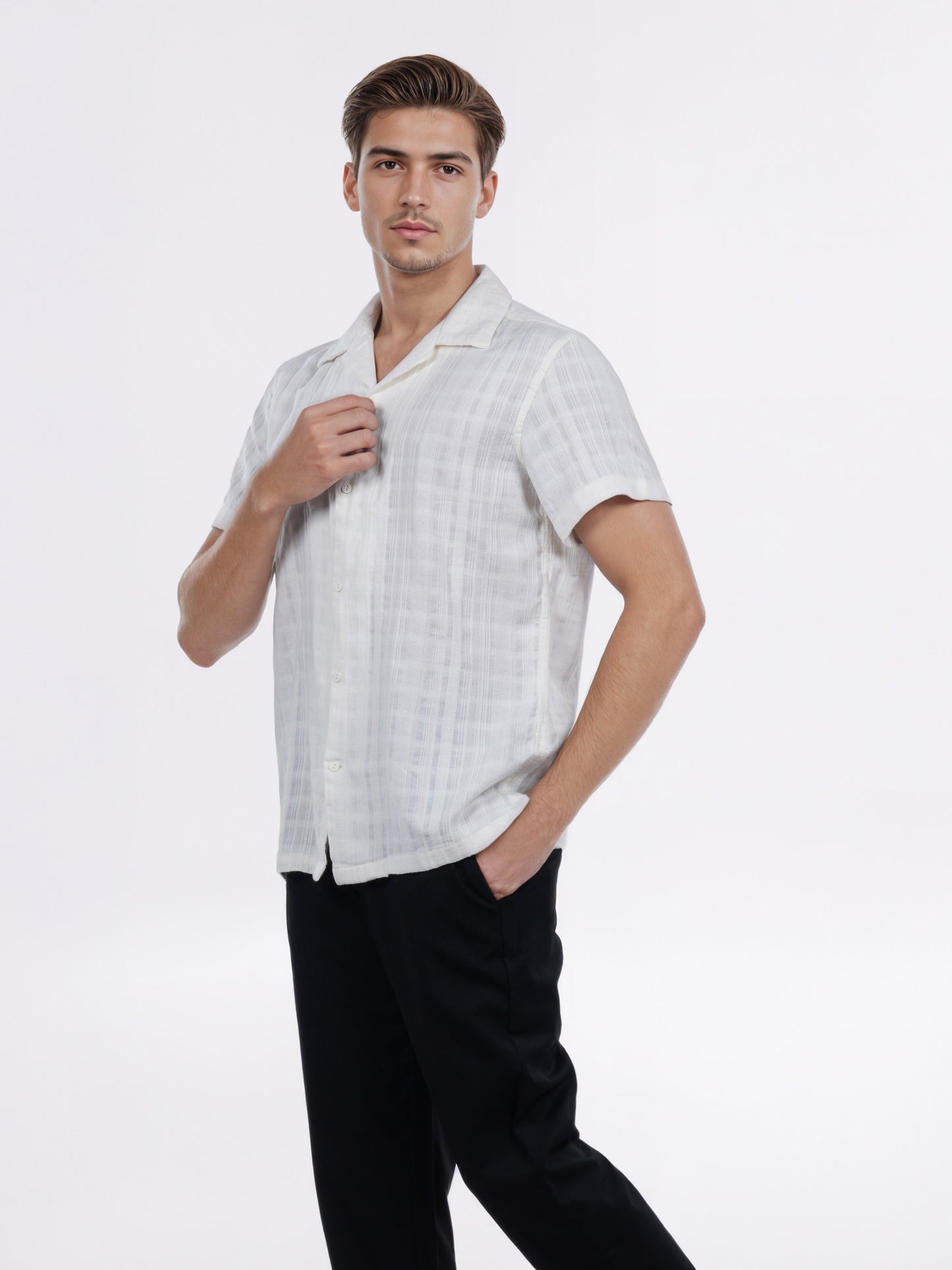 Celio* Men White Solid Regular Fit Cotton Shirt