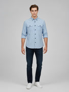Celio* Men Blue Cotton Regular Fit Solid Shirts