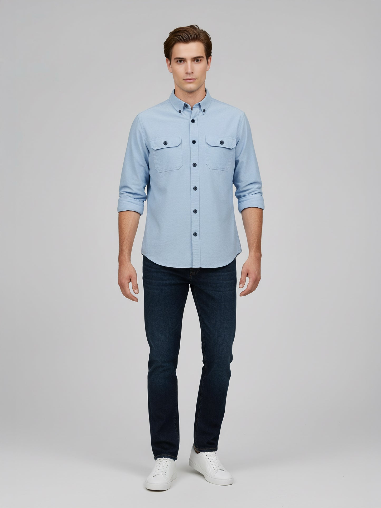 Celio* Men Blue Solid Regular Fit Cotton Shirts