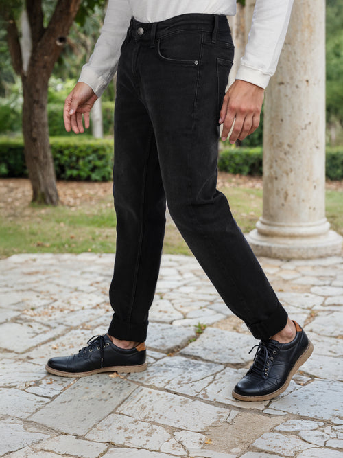 Celio* Cotton-Blend Slim Fit Black Jean