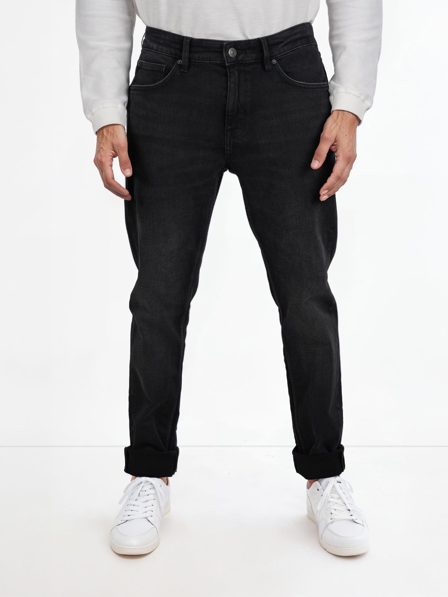 Celio* Cotton-Blend Slim Fit Black Jean