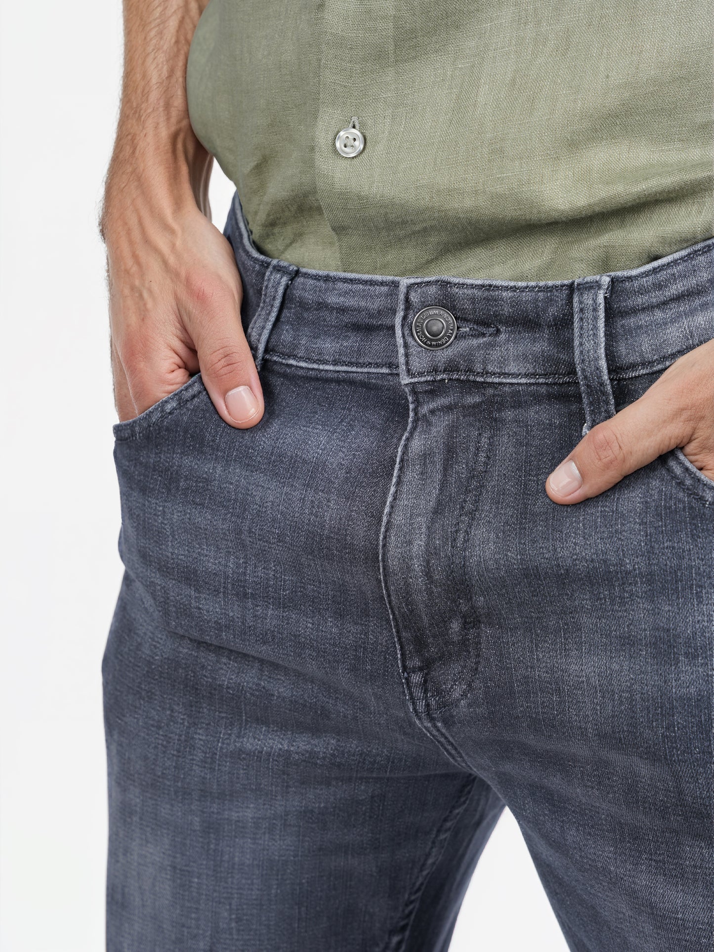 Celio* Cotton-Blend Slim Fit Grey Jean