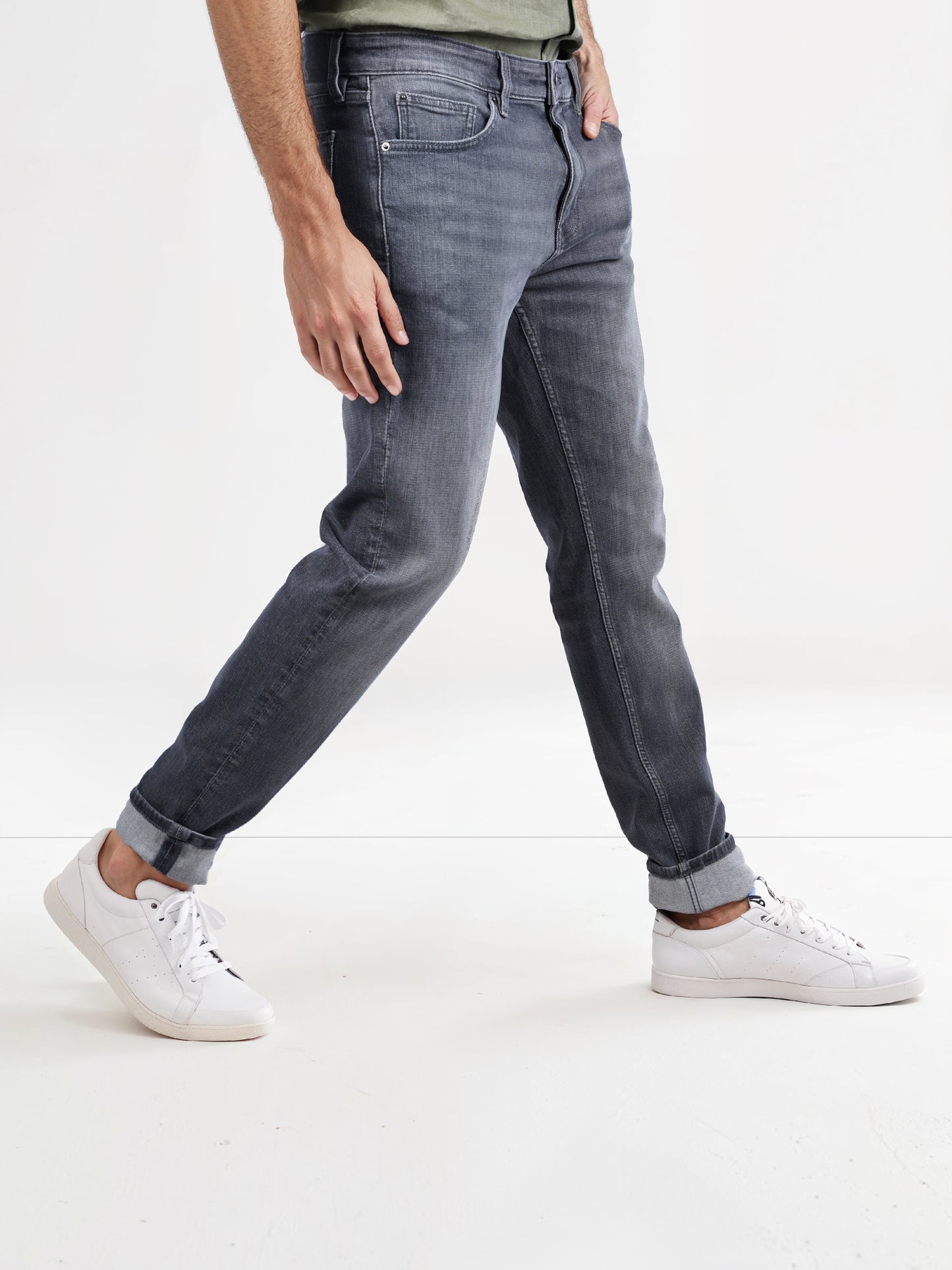 Celio* Cotton-Blend Slim Fit Grey Jean