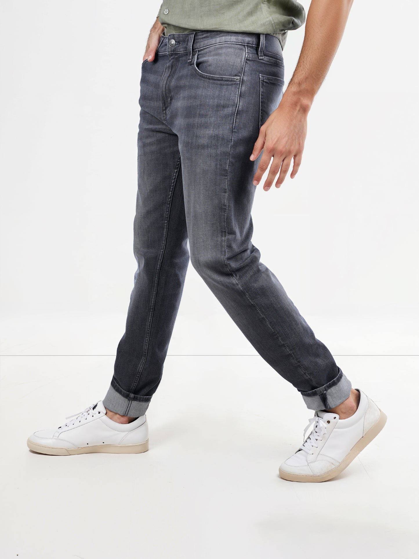 Celio* Cotton-Blend Slim Fit Grey Jean