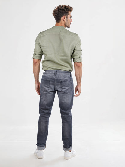 Celio* Cotton-Blend Slim Fit Grey Jean
