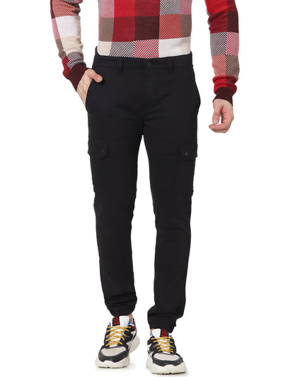 Celio* Cotton Slim Fit Black Trouser