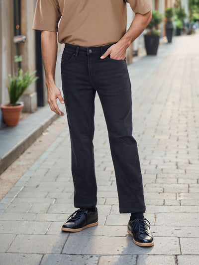 Celio* Polyester-Blend Straight Fit Black Jean