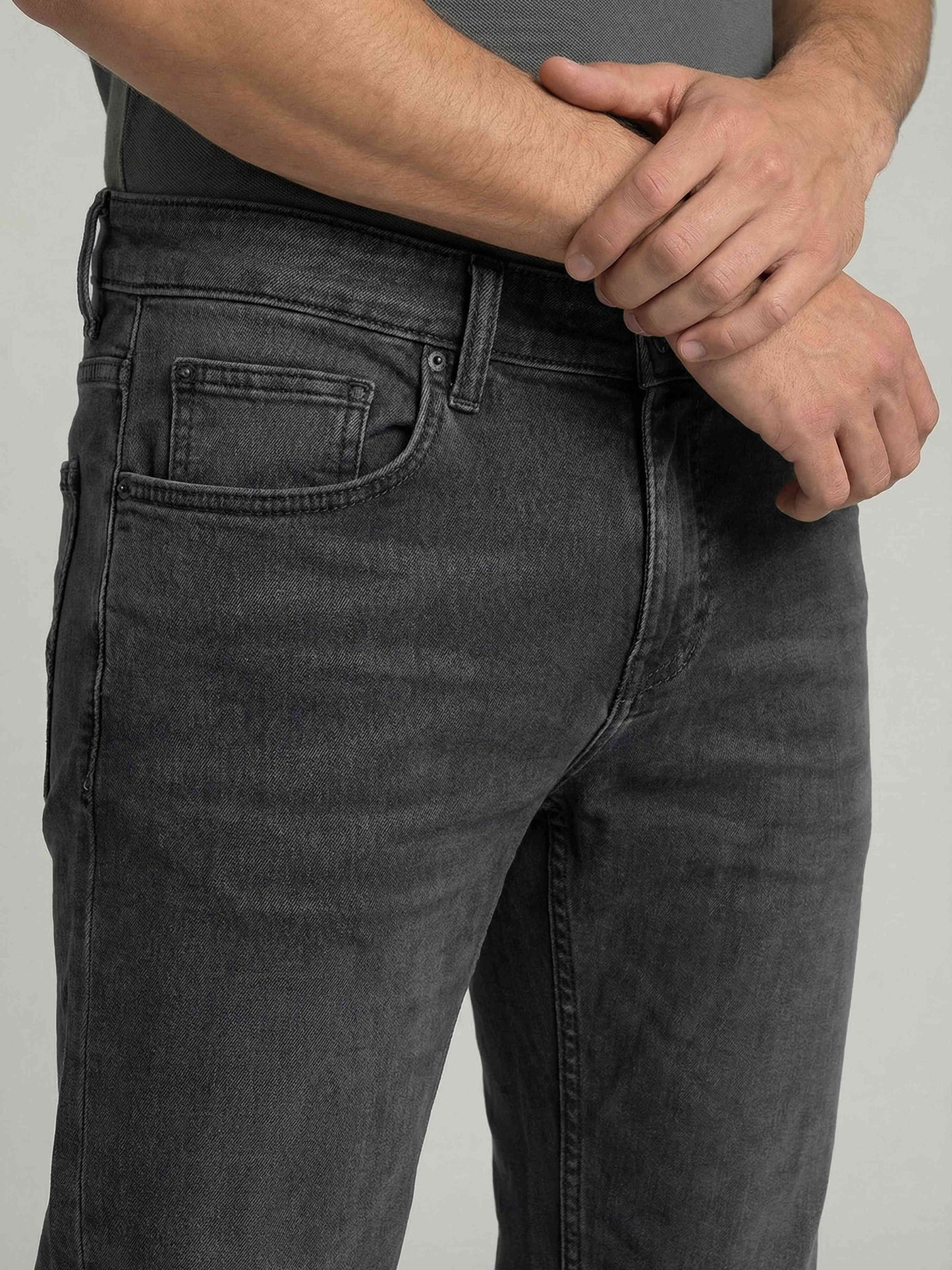 Celio* Men Grey Solid Straight Fit Cotton Jeans