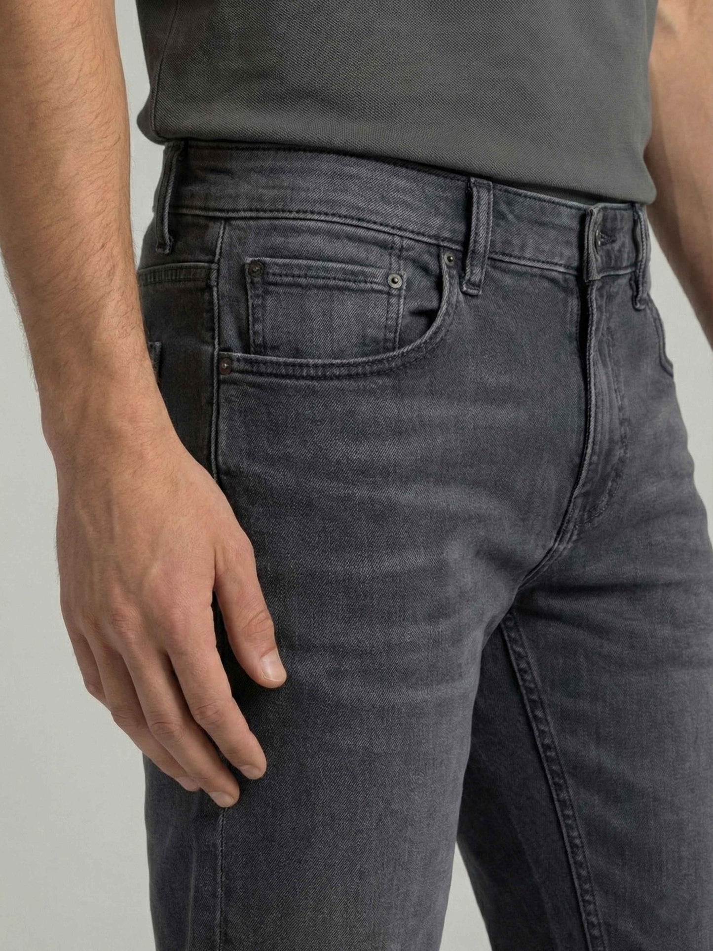 Celio* Men Grey Solid Straight Fit Cotton Jeans