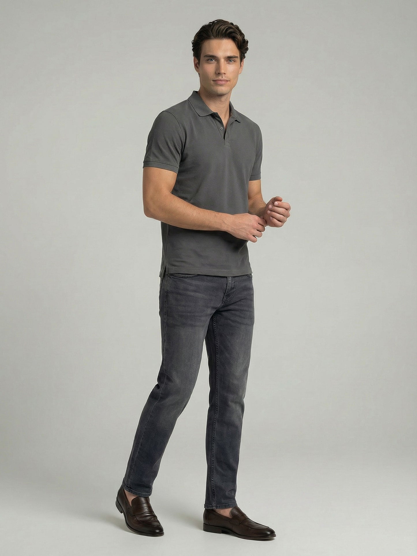 Celio* Men Grey Solid Straight Fit Cotton Jeans